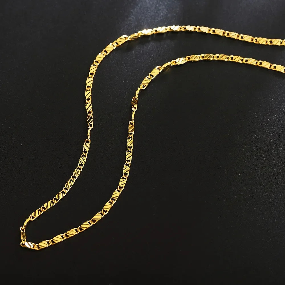 Luxury 18k Gold Flat Chain Necklace - Elegant Everyday Jewelry
