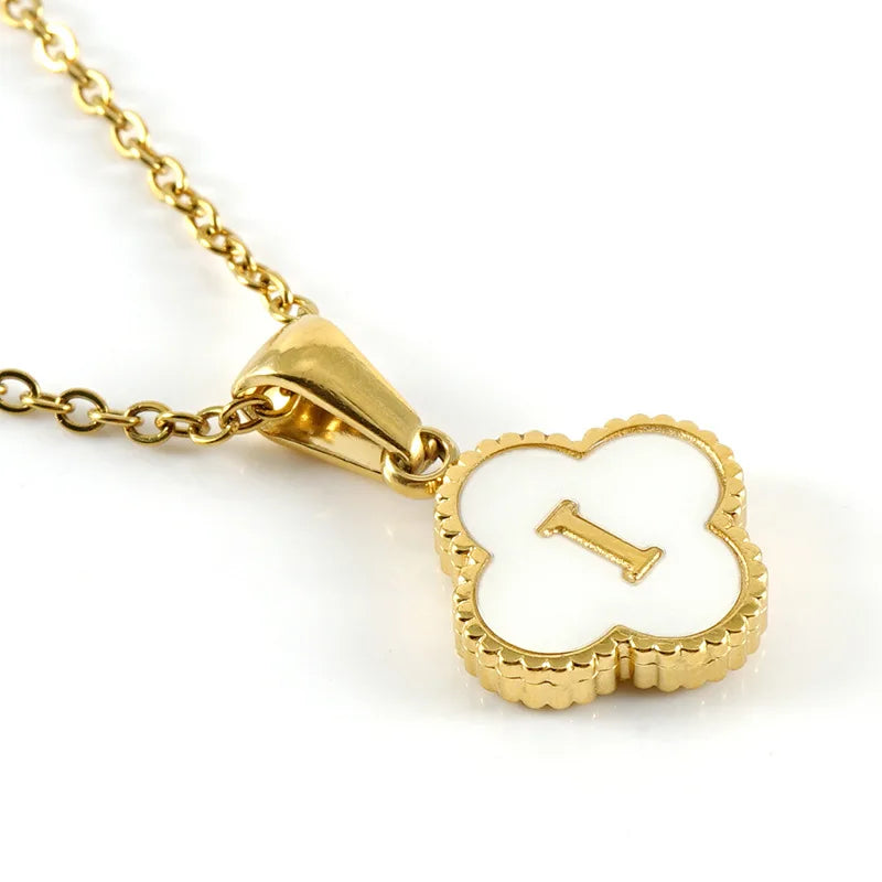 Elegant Initial Letter Necklace - Lucky Shell Gold Pendant