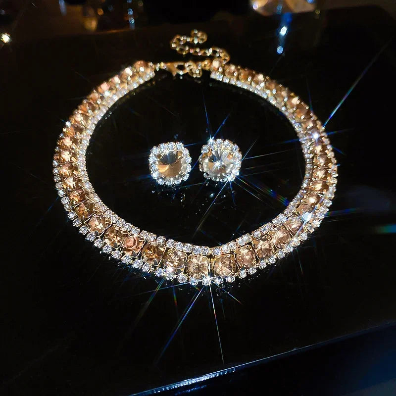 Elegant Crystal Jewelry Set - Luxury Necklace & Earrings for Women