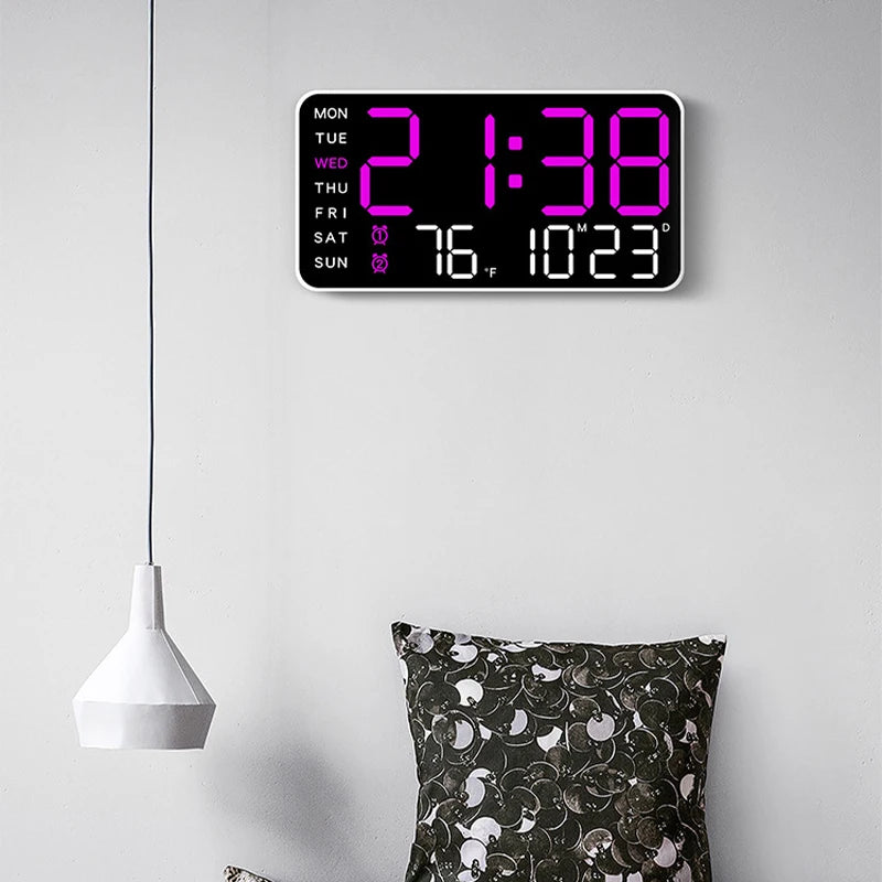 Premium Large Digital Wall Clock - Remote Control & Dual Alarms