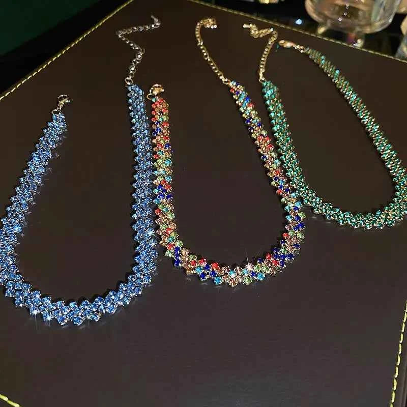Luxury Shiny Full Rhinestone Choker Necklace - Geometric Crystal Jewelry