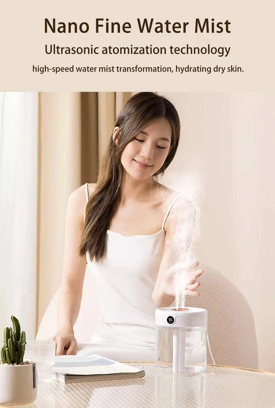Elegant Bedroom Humidifier - Quiet USB Misting