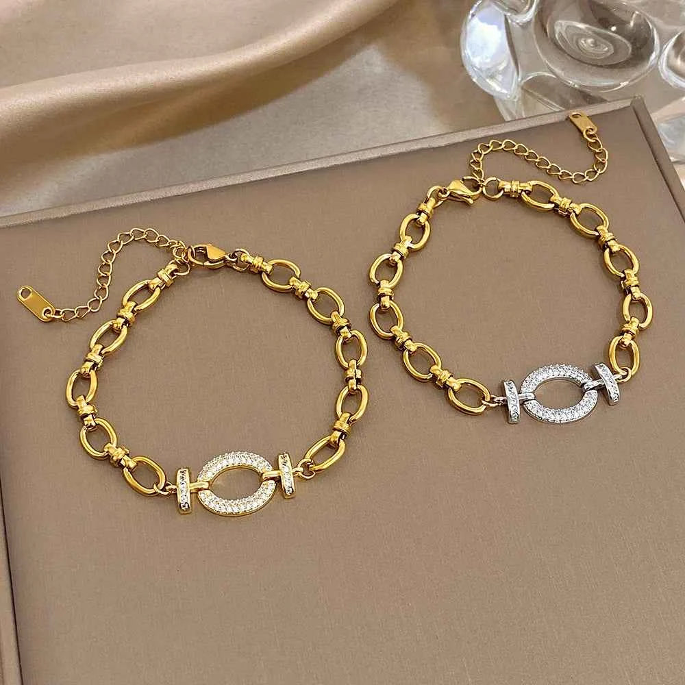 Elegant Vintage Chunky Chain Bracelet - Waterproof Geometric Jewelry