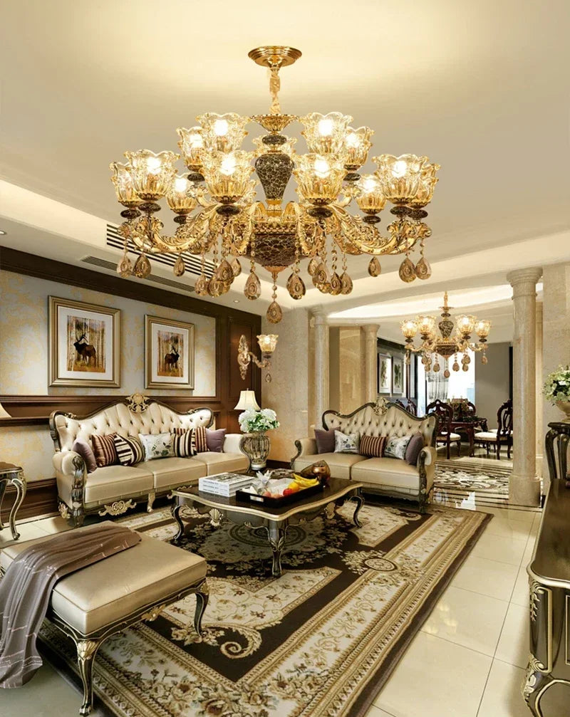Elegant French Retro Chandelier - Grand Crystal Lighting