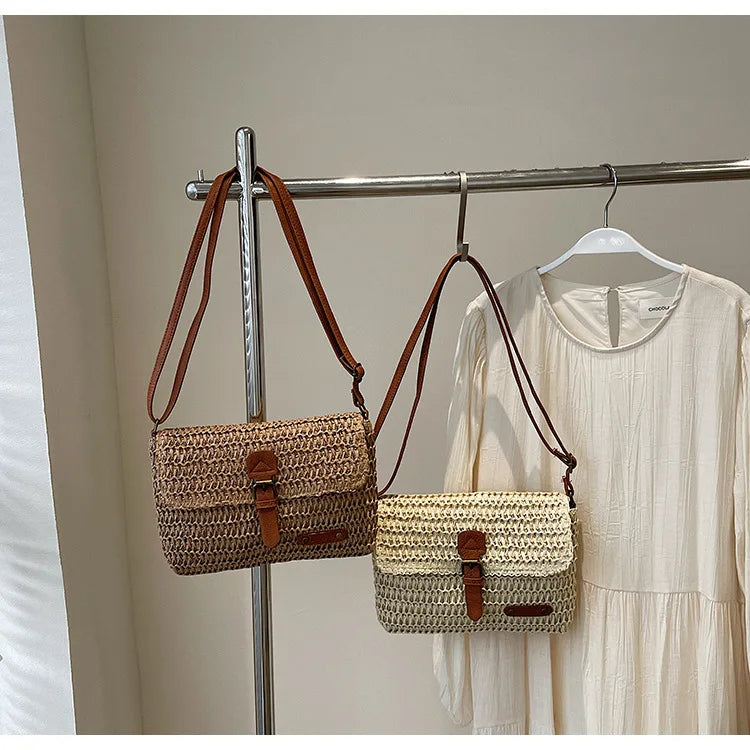 Elegant Straw Crossbody Bag - Chic Vacation & Casual Style