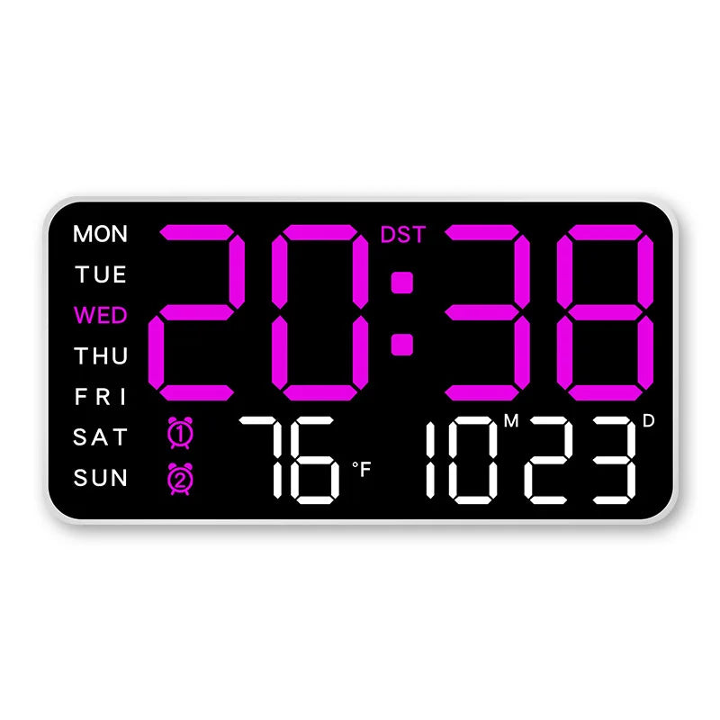 Premium Large Digital Wall Clock - Remote Control & Dual Alarms