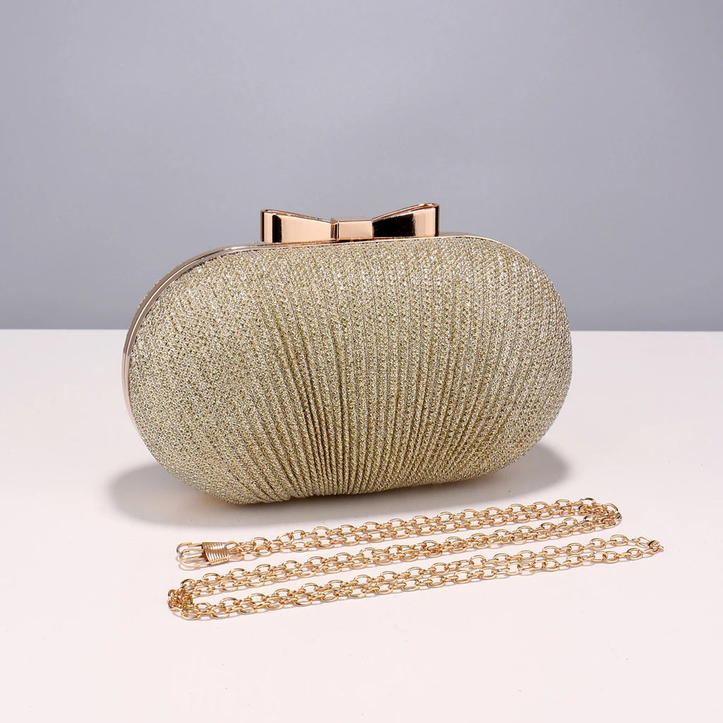 Elegant Women Clutch Bag - Ruched Sequined Evening Handbag