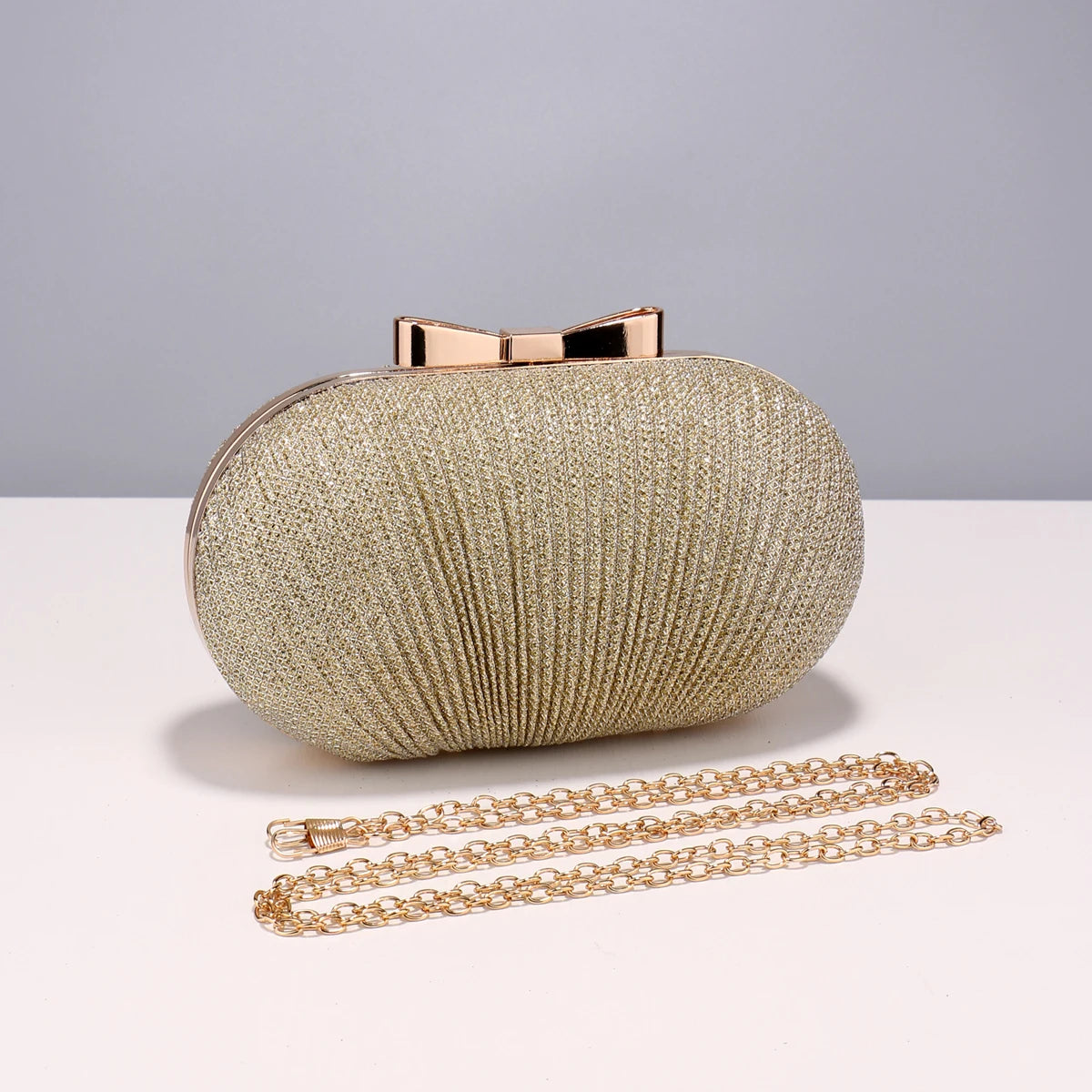 Elegant Women Clutch Bag - Ruched Sequined Evening Handbag