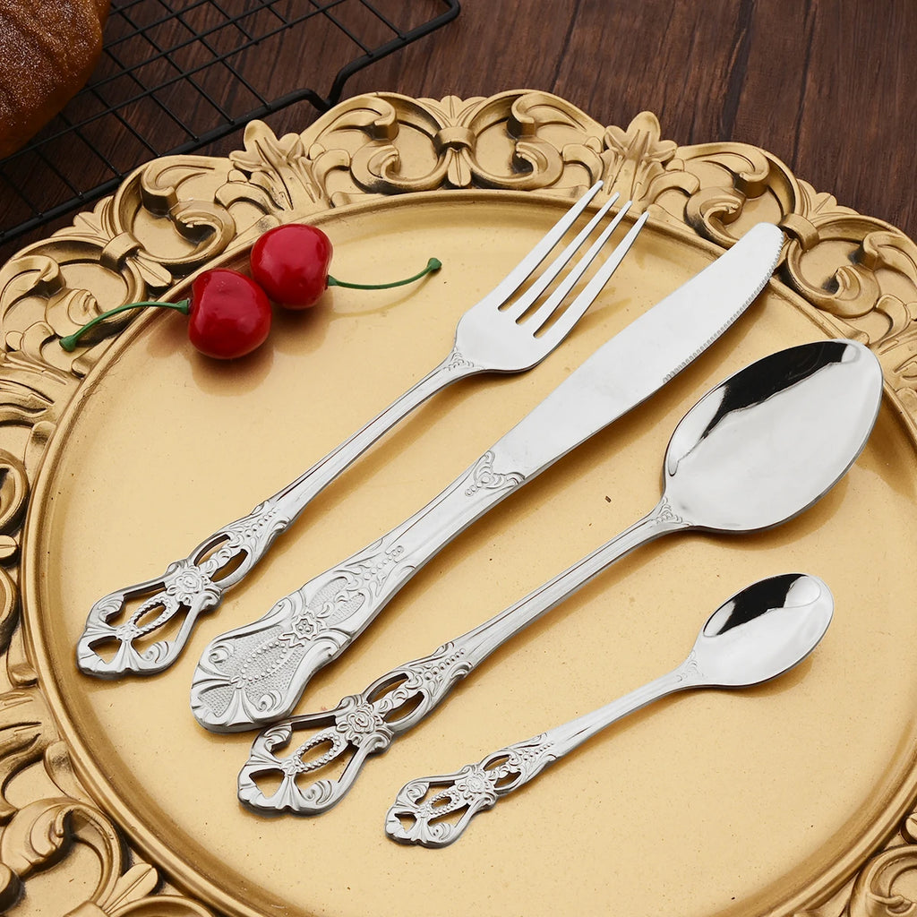 Elegant Rose Gold Dinnerware Set - 20-Piece Flatware