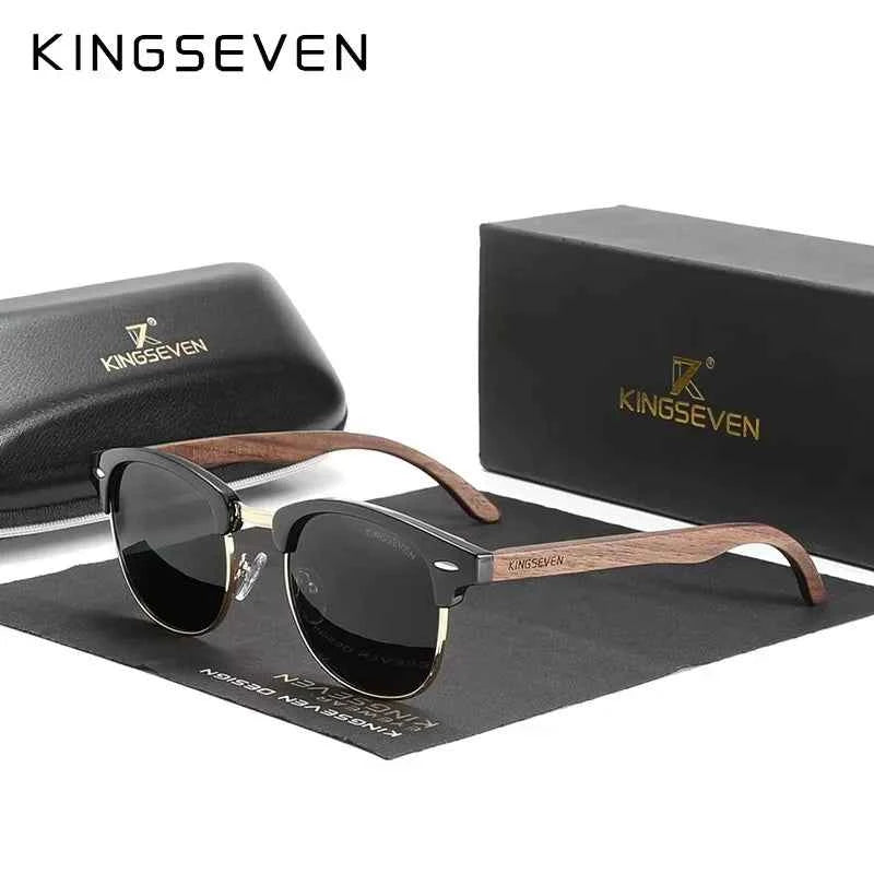 Vintage Walnut Sunglasses - Polarized UV400 Retro Eyewear