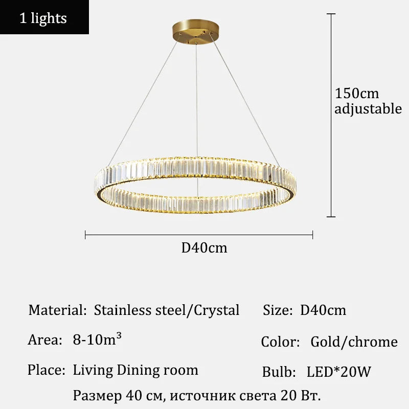 Elegant Crystal Ring Chandelier - Modern Dining Room Lighting