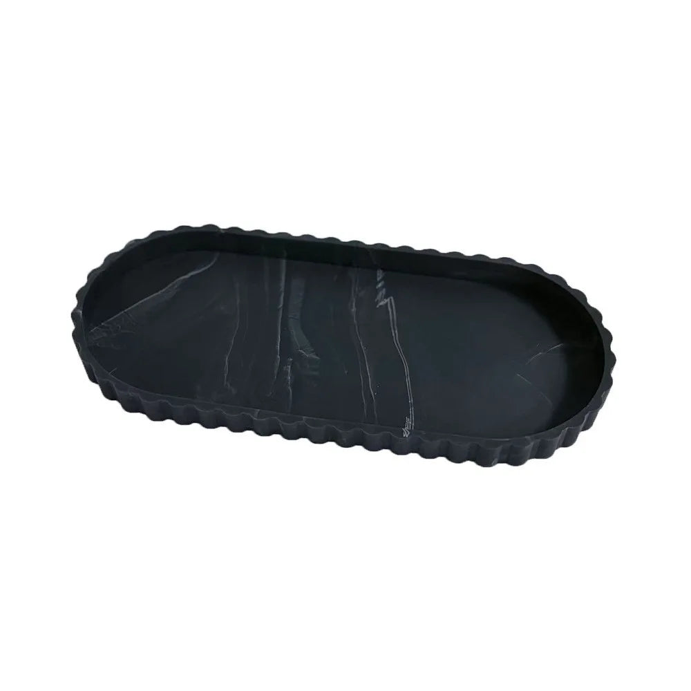 Elegant Scalloped Edge Luxury Decorative Tray - Oval Design