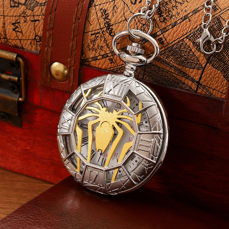 Vintage Pocket Watch - Antique Skeleton Spider Roman Numerals