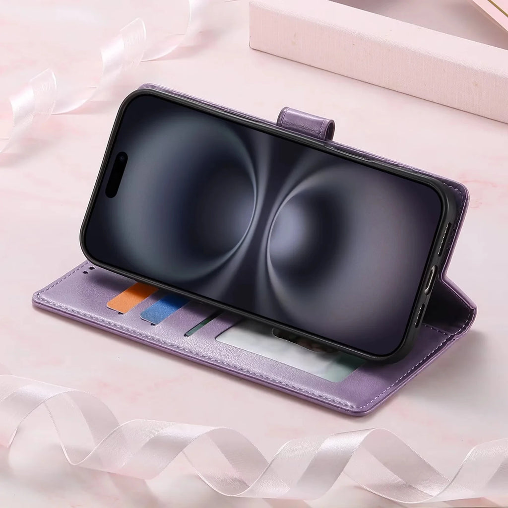 Luxury Leather Flip Case - Wallet & Card Slot Cover