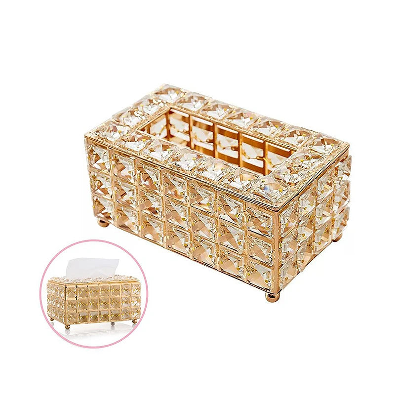 Elegant Luxury Crystal Tissue Box for Tabletop Decor