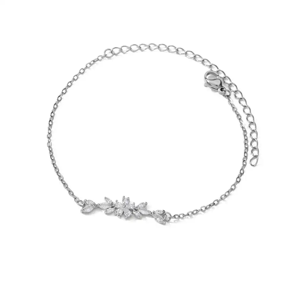 Elegant Zircon Flowers Bracelet - Luxury Gold Steel Jewelry