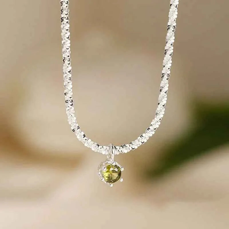 Luxury Silver Zircon Pendant Necklace - Elegant Italian Chain