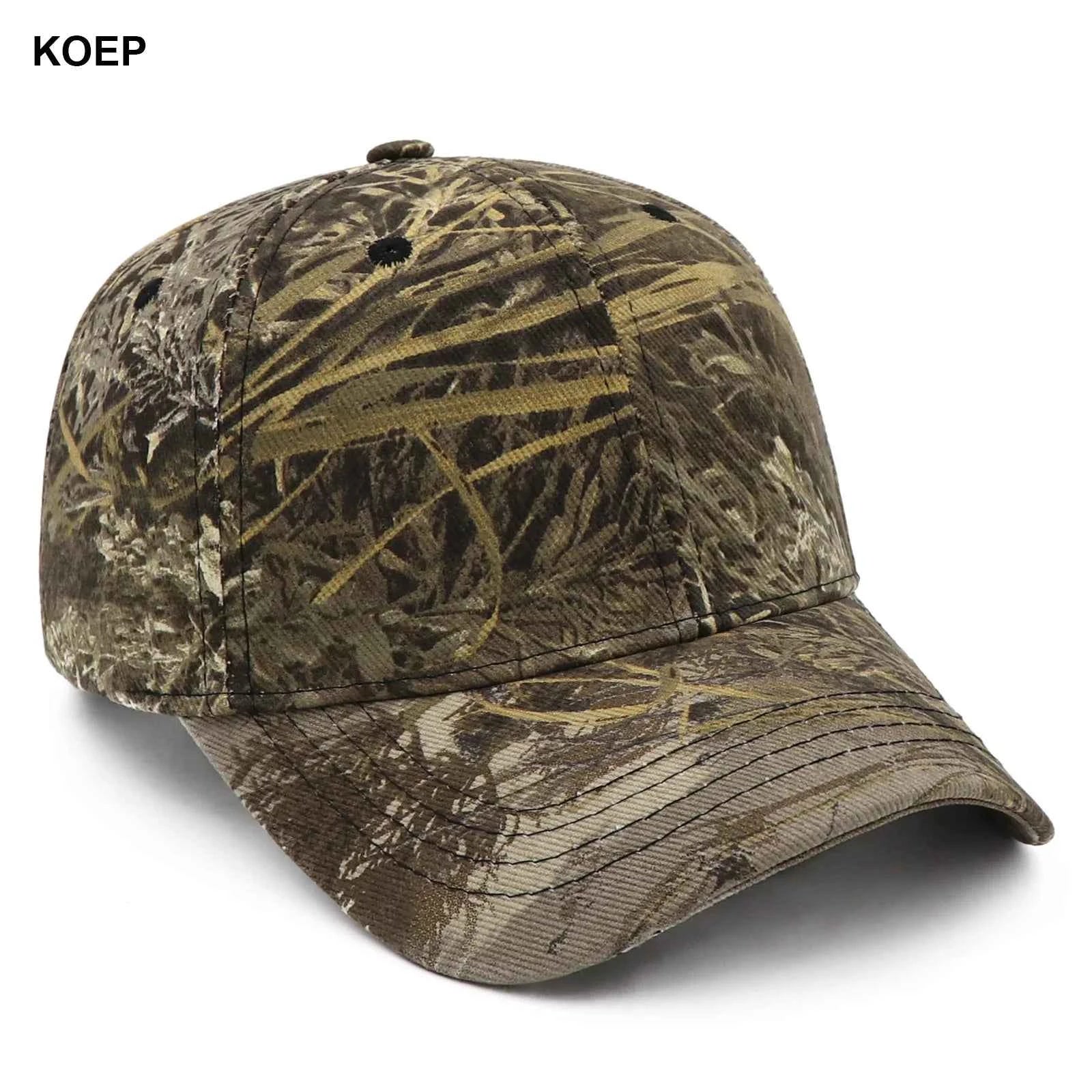 KOEP Jungle Reed Water Grass Camouflage Baseball Caps Dad Snapback Outdoor Fishing Cap With Bulrush Leaves Design For Hunting