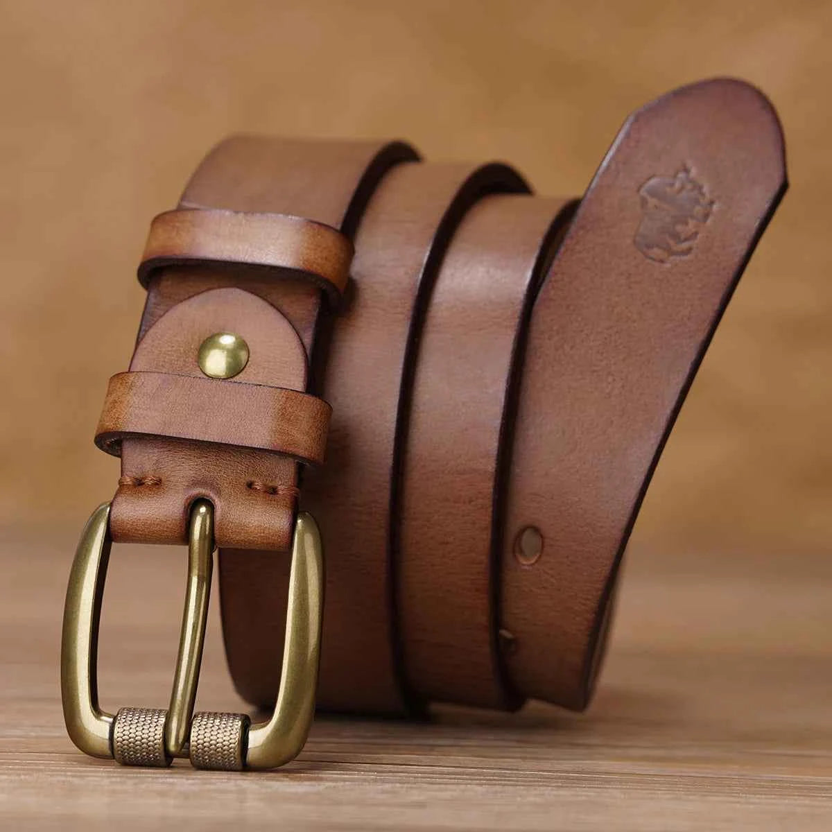 Premium Cowskin Leather Belt - Vintage Pin Buckle