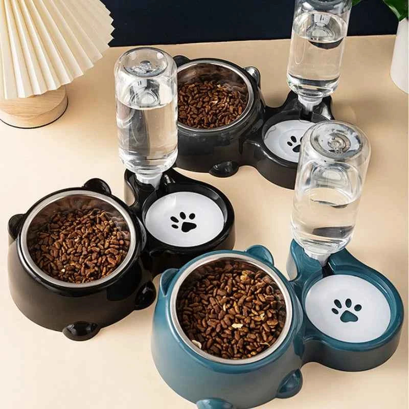 Premium Automatic Pet Feeder - Slanted Gravity Water Dispenser