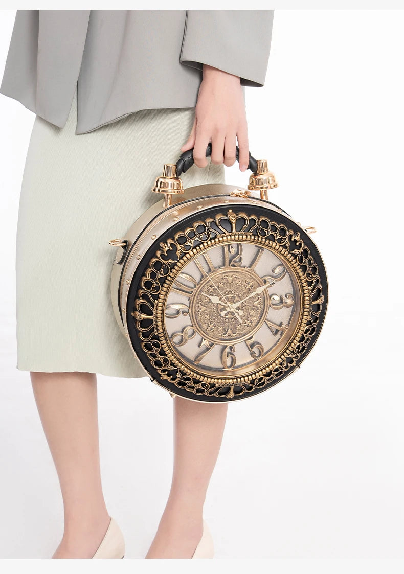 Elegant Clock Handbag - Unique Design Crossbody Bag
