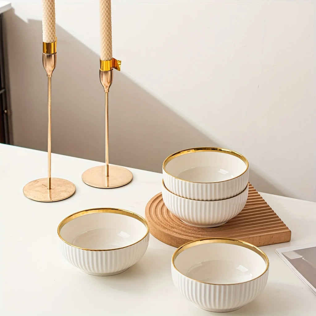 Elegant Gold Ceramic Dinnerware Set - Hotel-Grade Quality