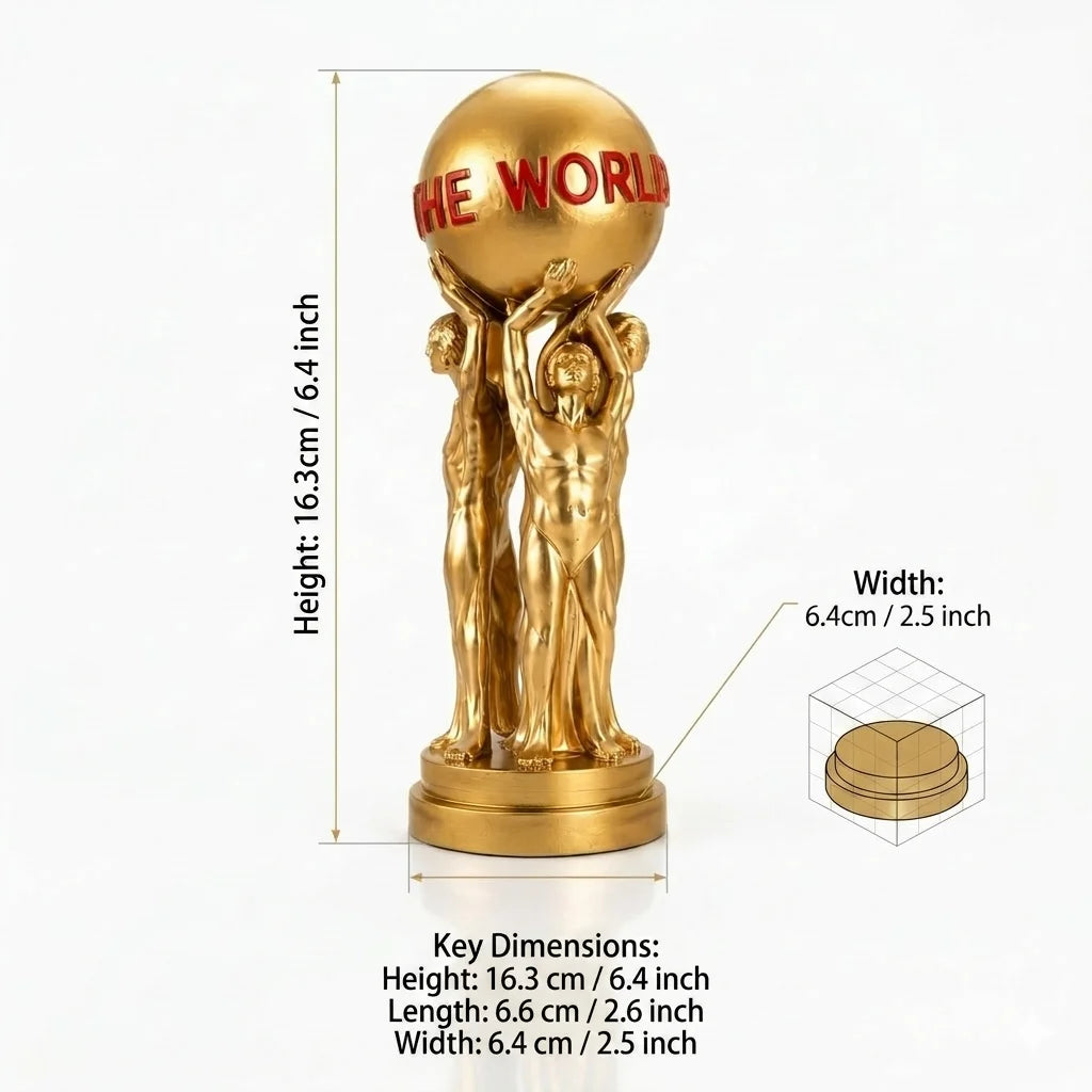 Elegant Gold Atlas Globe Sculpture - World Is Yours Figurine
