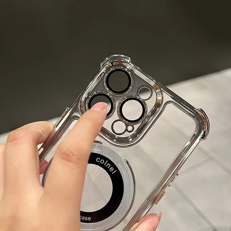 Luxury Plating Magnetic Phone Case with Ring Holder Stand