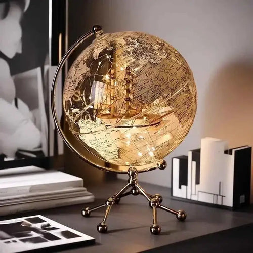 Elegant Modern Globe Ornament - Sailboat Metal Sculpture