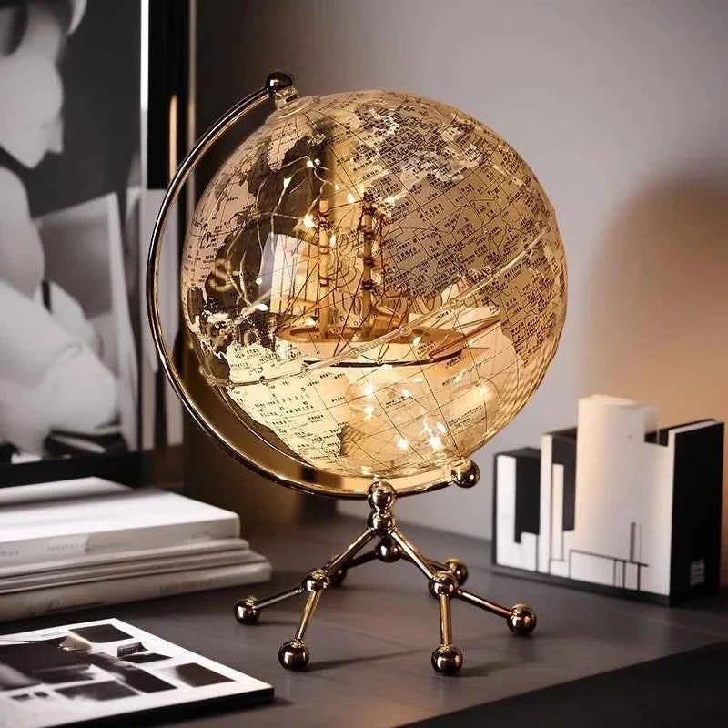 Elegant Modern Globe Ornament - Sailboat Metal Sculpture