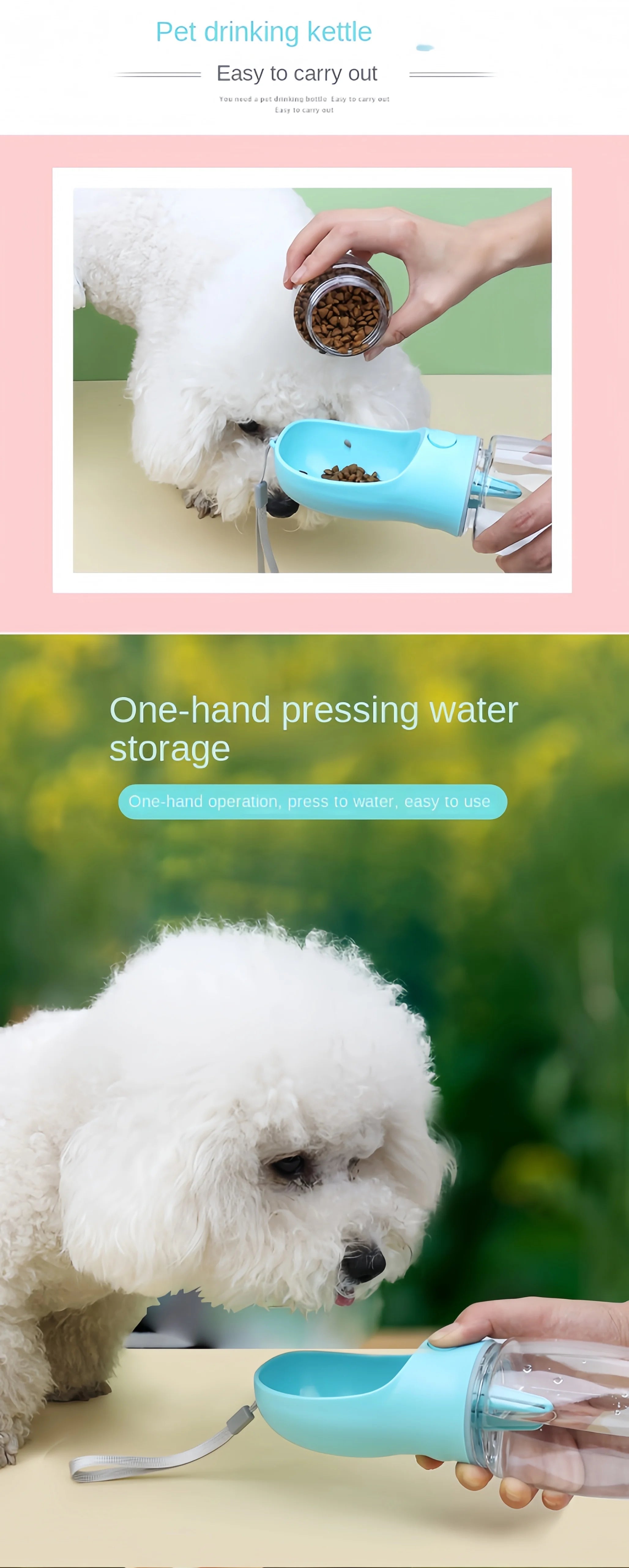 Premium Portable Pet Water Bottle - Travel Food & Water Dispenser