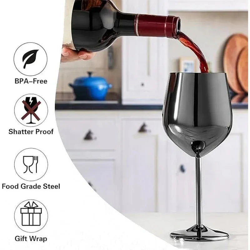 Premium Stainless Steel Wine Goblet - Durable & Elegant 500ml