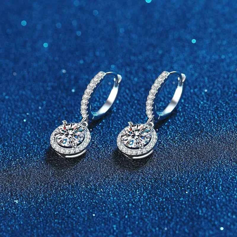 Luxury 1 Carat Moissanite Round Earrings in Sterling Silver