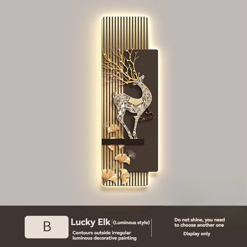 Elegant Reindeer LED Decorative Painting - Luxury Corridor Wall Light