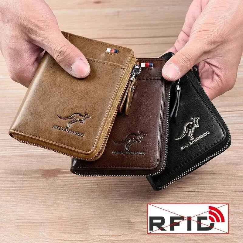 Luxury Men's Leather Business Card Holder & Zipper Purse