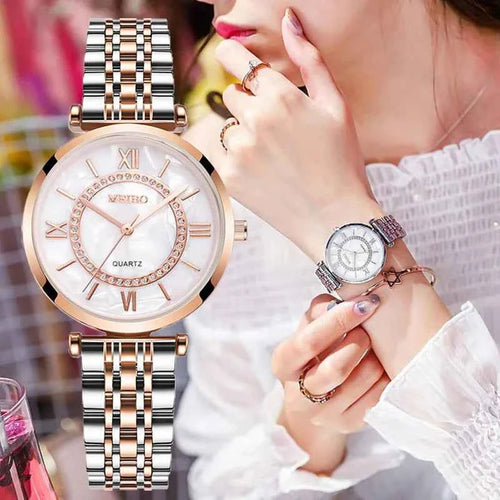 Elegant Diamond Bracelet Watch - Quartz Movement for Women