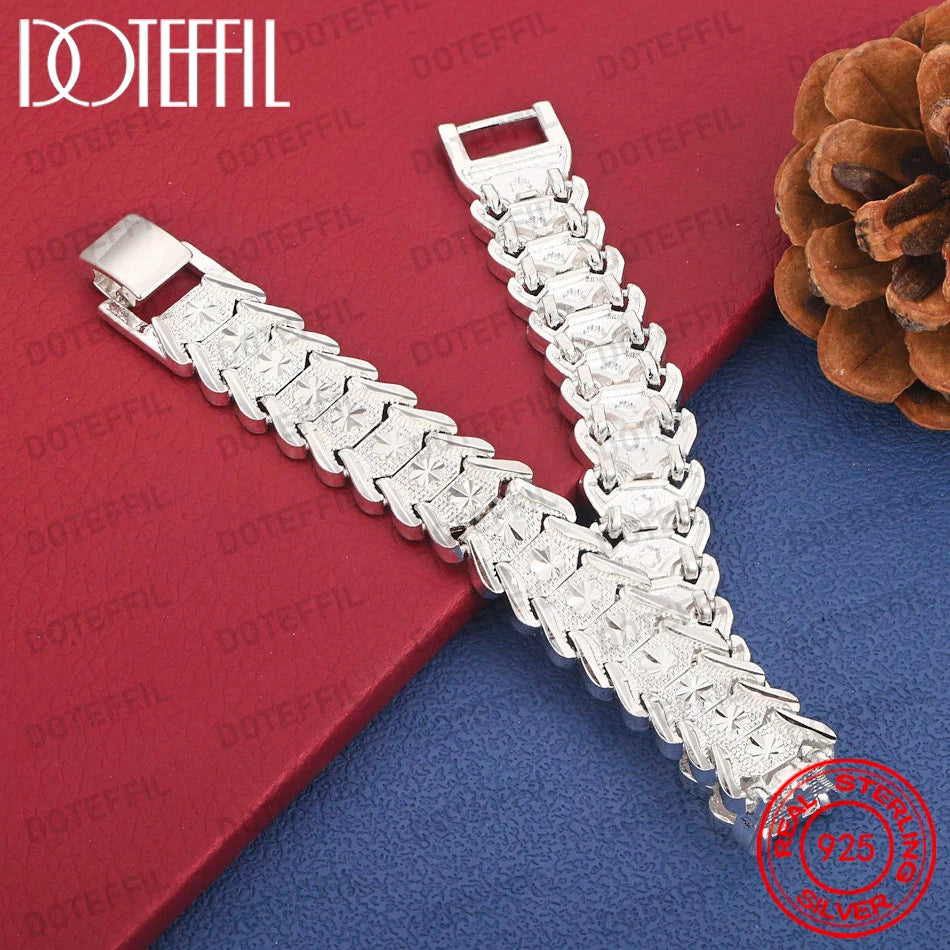 925 sterling silver bracelet - exquisite carved design in silver finish, worn on a wrist