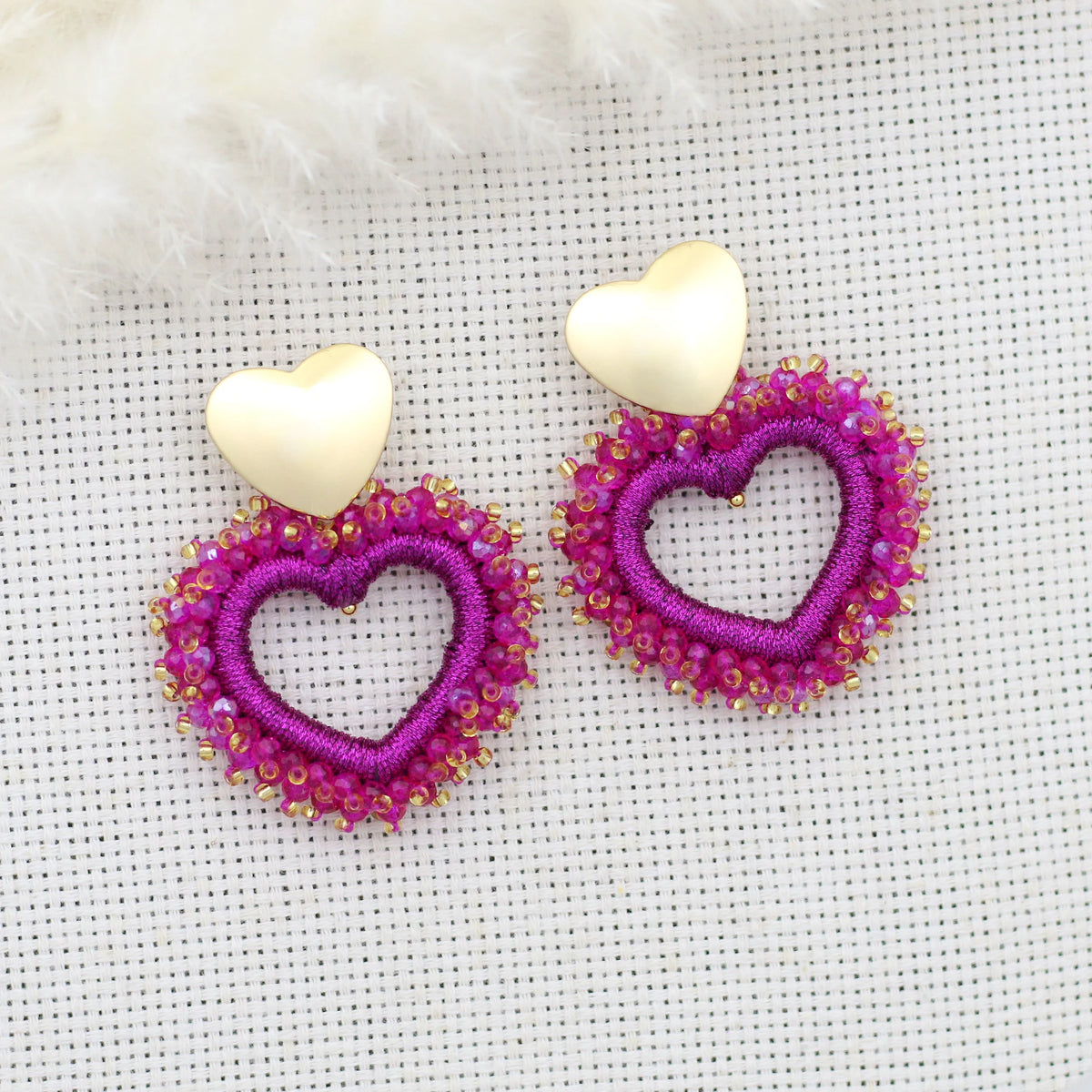 Elegant Heart Shape Drop Earrings - Handmade Crystal Jewelry
