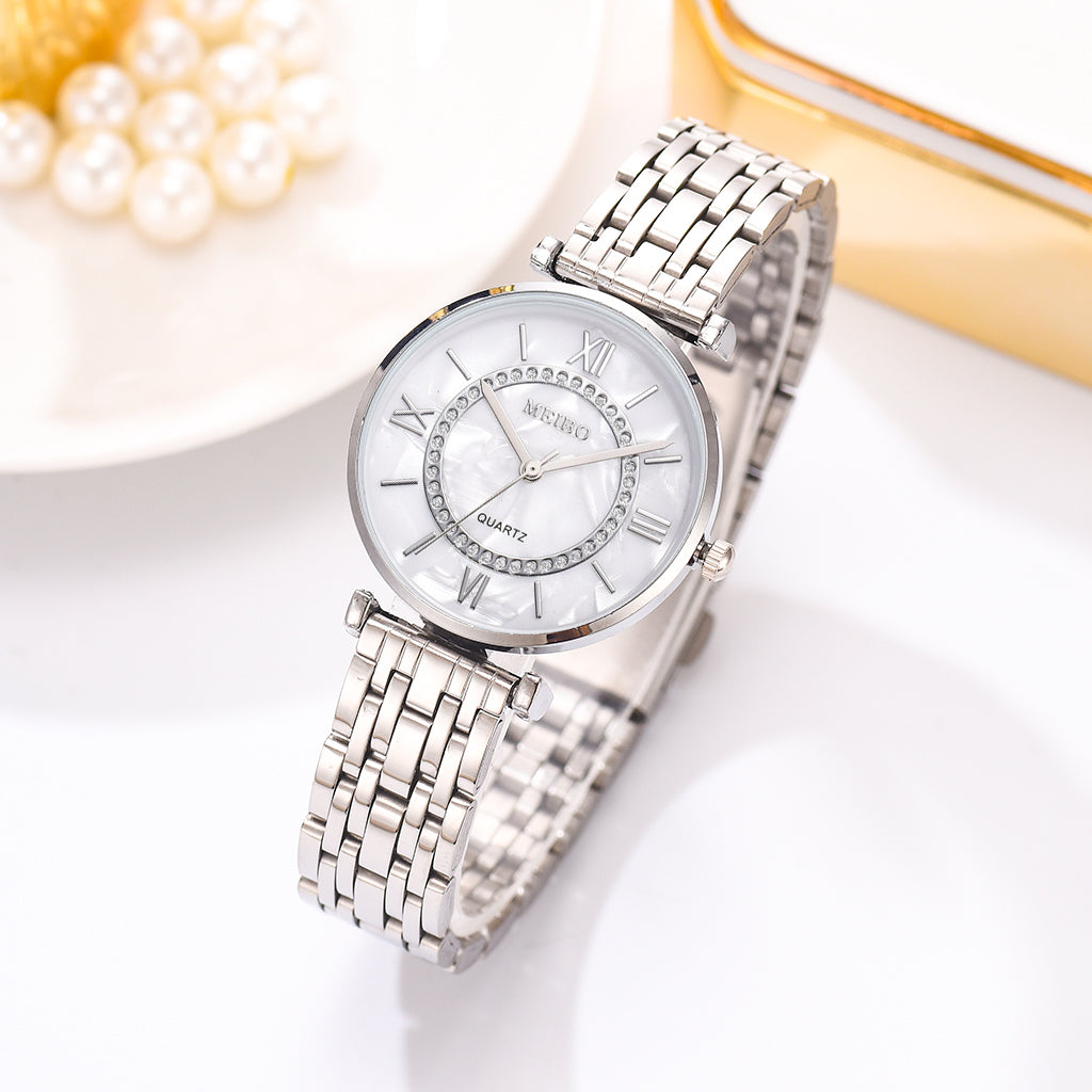 Elegant Diamond Bracelet Watch - Quartz Movement for Women