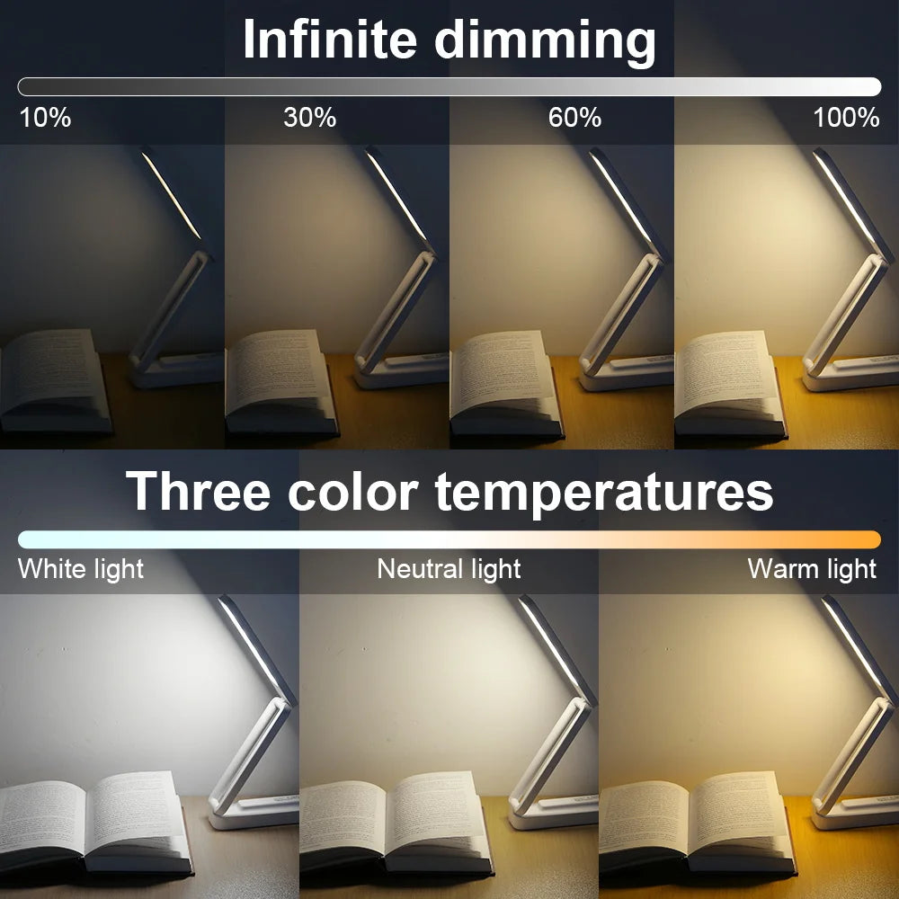 Premium USB Rechargeable Desk Lamp - 3-Color Dimmable Touch