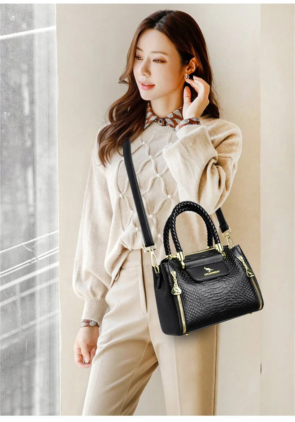 Elegant Designer Crossbody Bag - Premium Soft Leather
