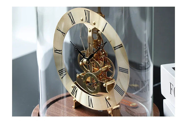 Elegant Luxury Desk Clock - Metal & Wood Tabletop Accent