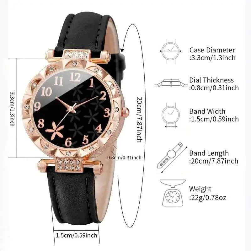 Luxury Women's Watch Set - Floral Quartz Timepiece