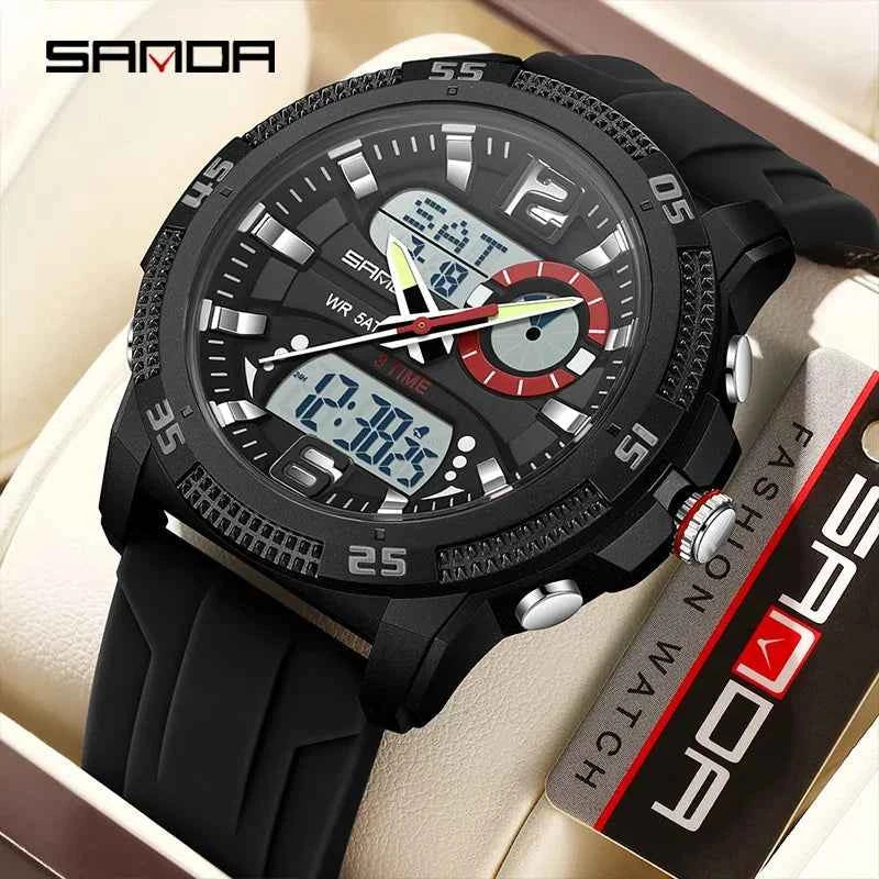 Premium Men's Sports Watch - Dual Time LED
