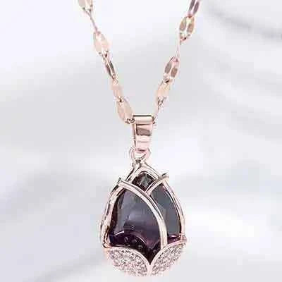 Luxury Crystal Flower Long Sweater Necklace - Elegant Pendant