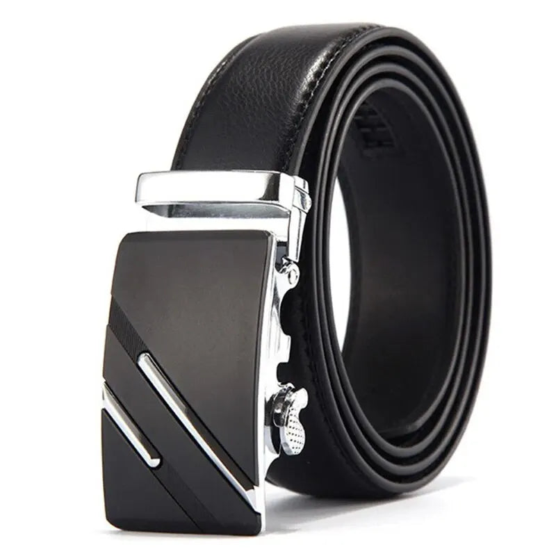 Luxury Men's Leather Belt - Premium Metal Buckle