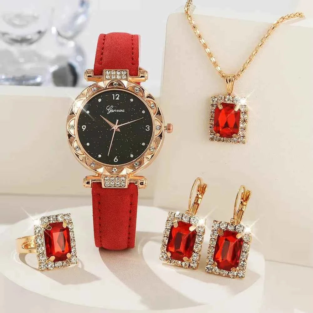 Luxury Rhinestone Women's Quartz Watch Set - Elegant Bracelet Gift