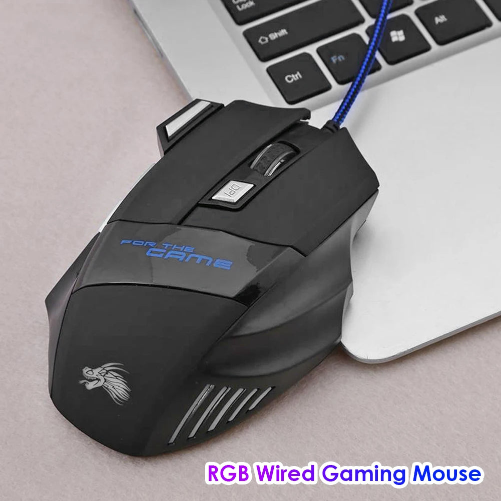 Premium Wired Gaming Mouse - Ergonomic 7-Button with 5500 DPI