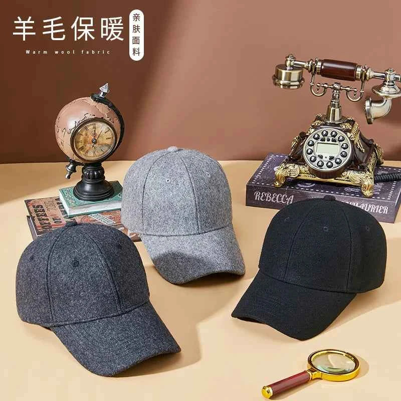 Winter Dad Felt Hat Male Plain Curved Peak Sport Hat Lady Snapback Cap Big Head Man Plus Size Felt Baseball Cap 55-59cm 60-65cm