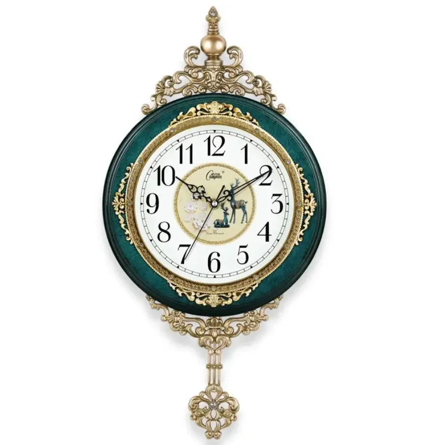 Elegant Retro Wall Clock - Mute Pendulum Design